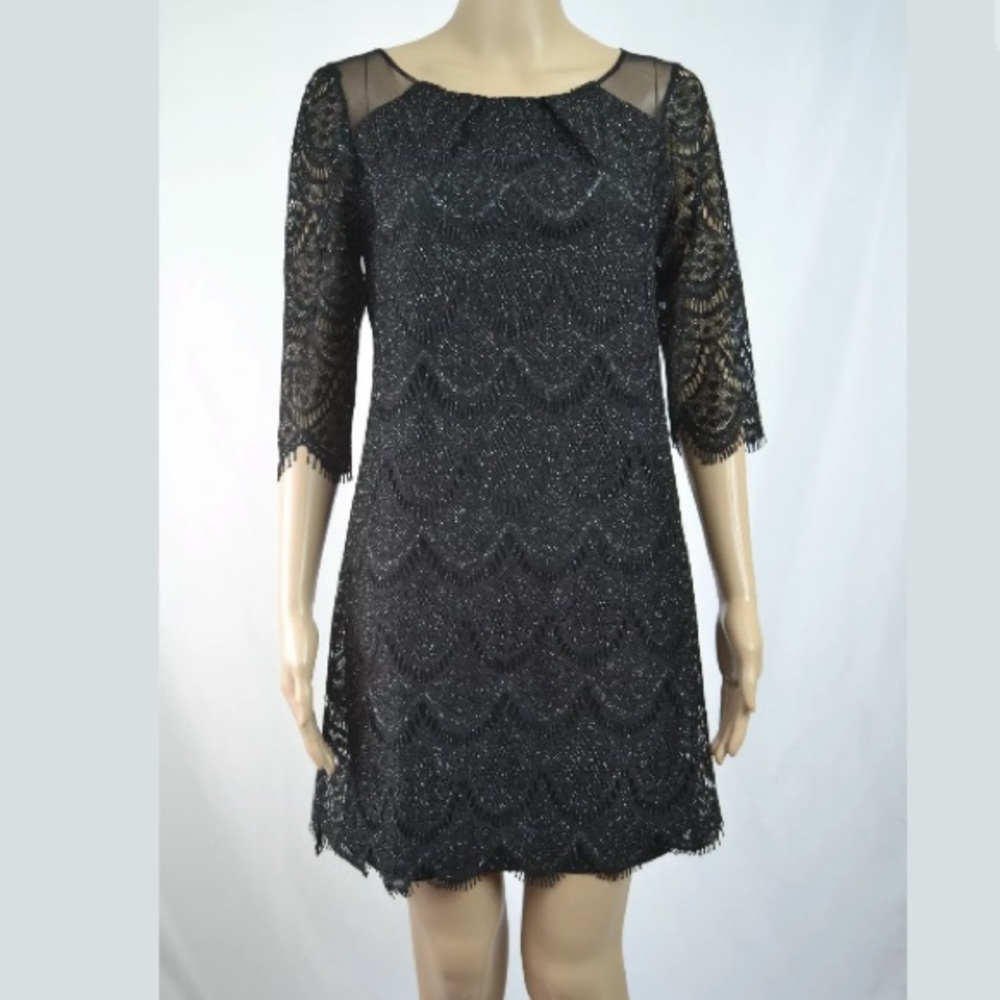 Signature by Robbie Bee Black Scallop Dress NWT